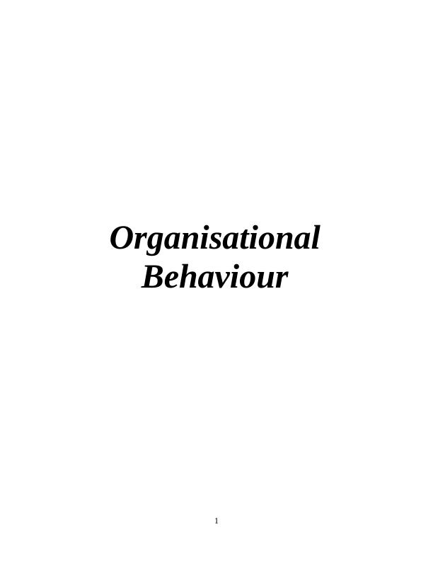 (Pdf) Organizational Behavior : Assignment_1