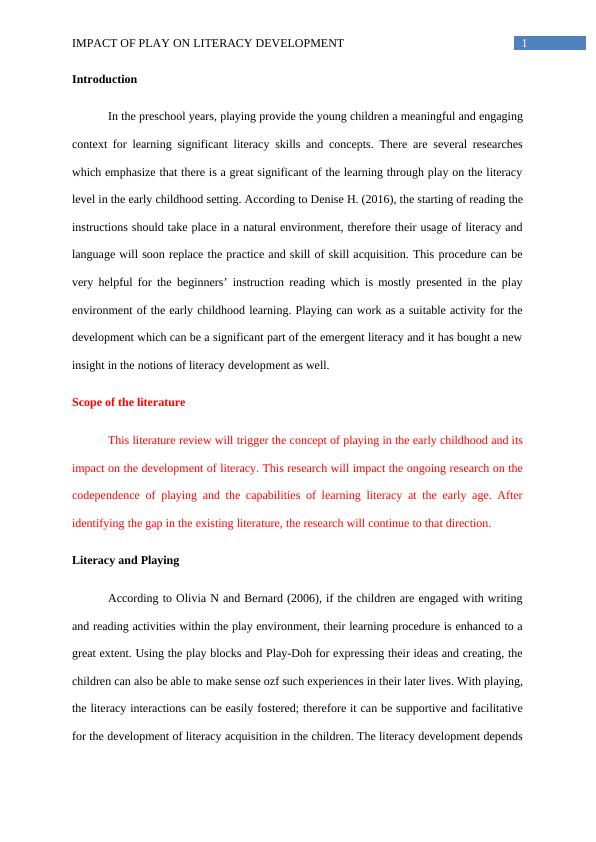Impact of Play on Literacy Development - Literature Review_2