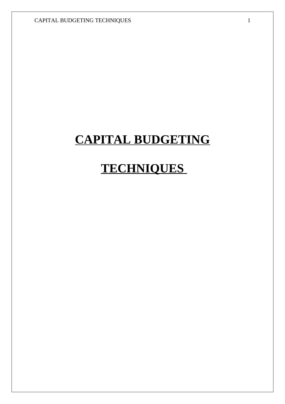 Capital Budgeting Techniques_1