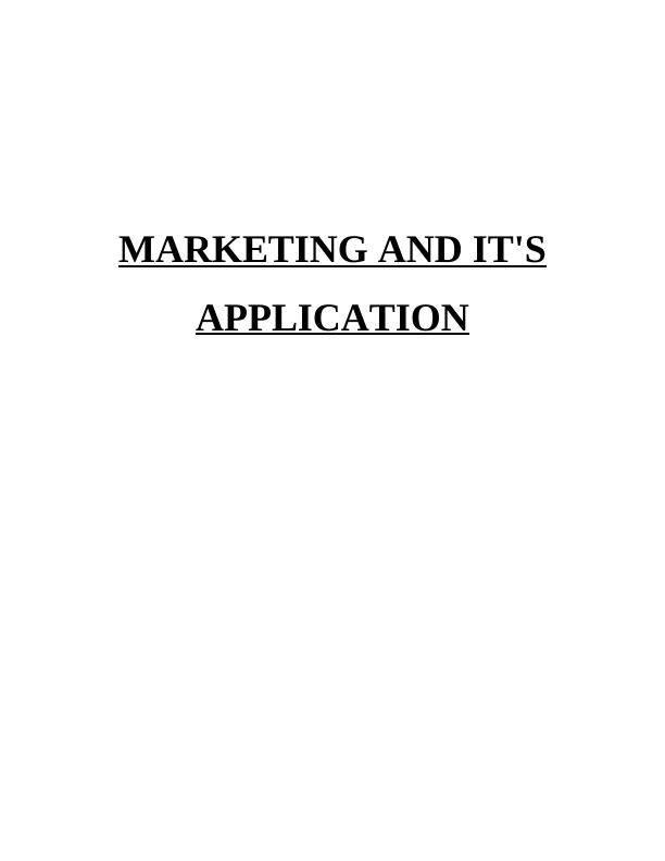 The Concept of Marketing & Its Application_1