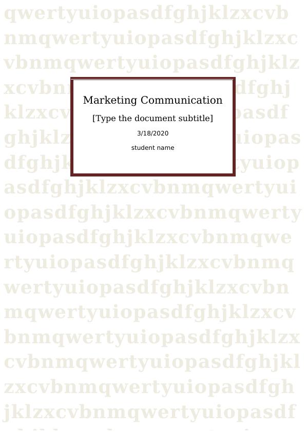 Overview of Marketing Communication - Assignment_1