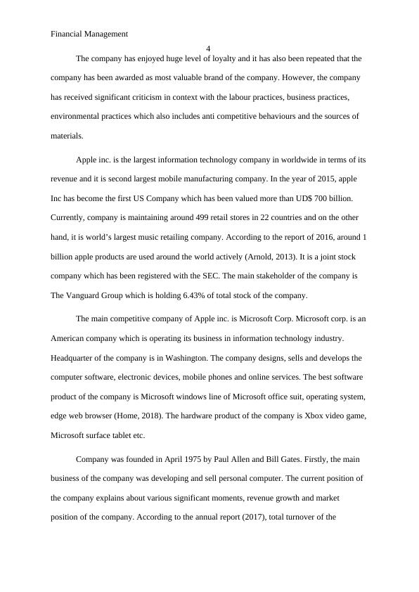 Financial Management of Apple Inc - Report_4