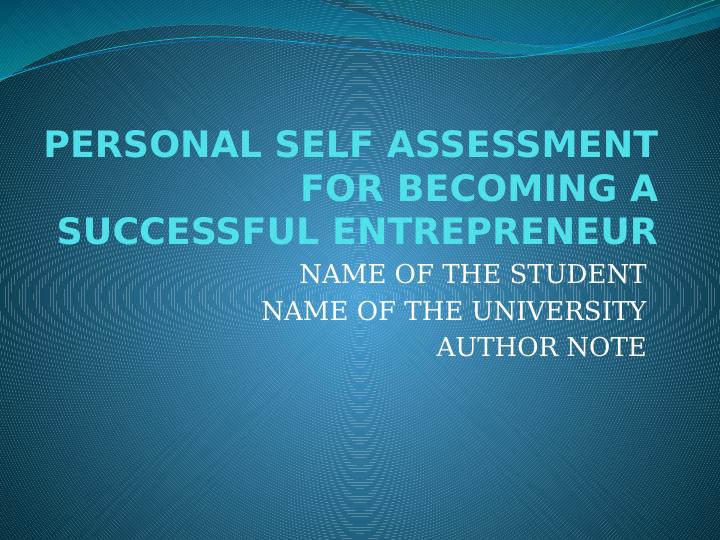 Personal Self Assessment for Becoming a Successful Entrepreneur_1