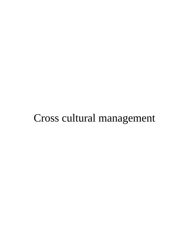 Cross Cultural Management: Strategies for Managing Cultural Tensions_1