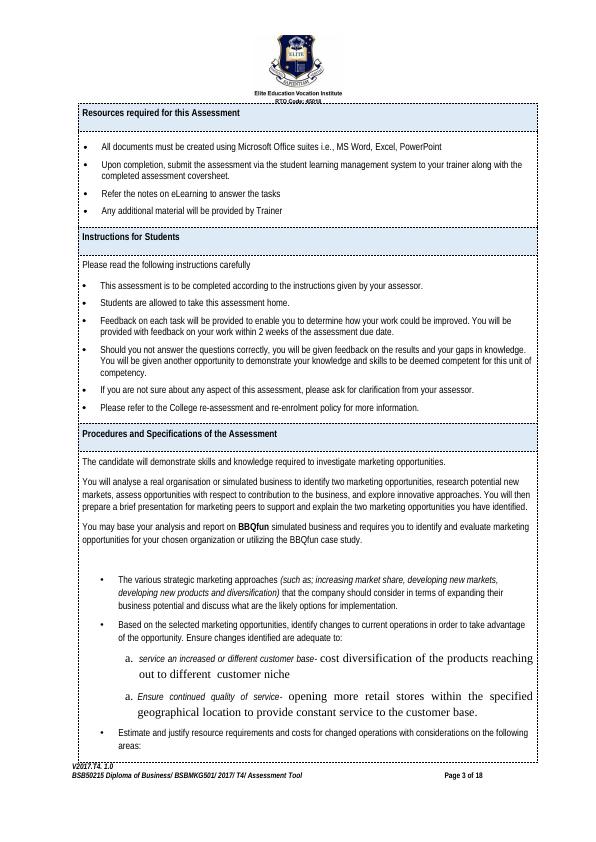 BSBMKG501 Identify And Evaluate Marketing Opportunities Assignment_3