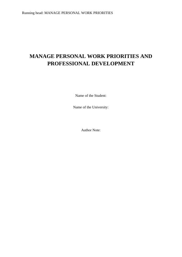Manage Personal Work Priorities and Professional Development_1