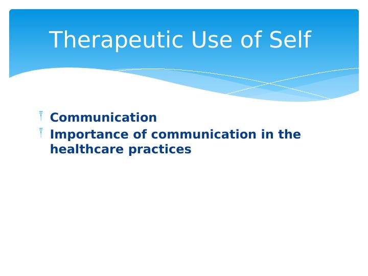 Therapeutic Use Of Self: Applying The Interpersonal Relationship