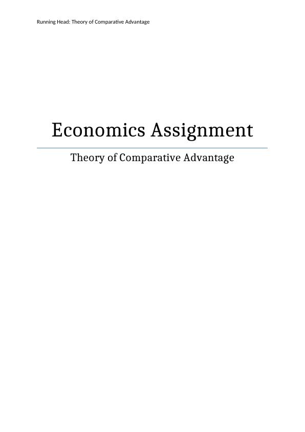 Theory of Comparative Advantage : Assignment_1
