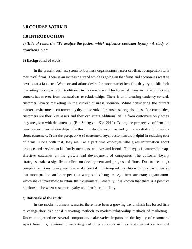 Assignment On Customer Loyalty & Factors Influencing It | Morrisons_3