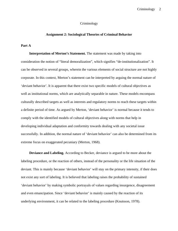 Sociological Theories of Criminal Behavior Assignment 2022_2