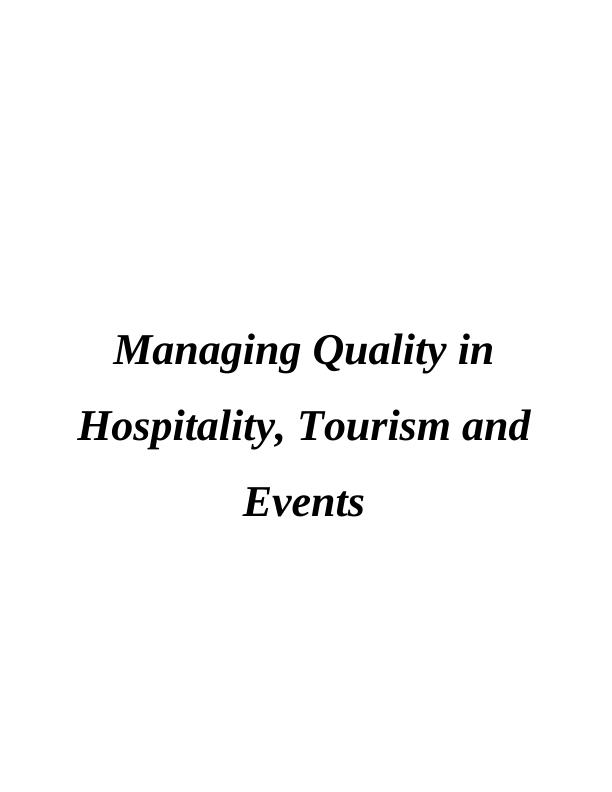 managing quality in hospitality tourism and events