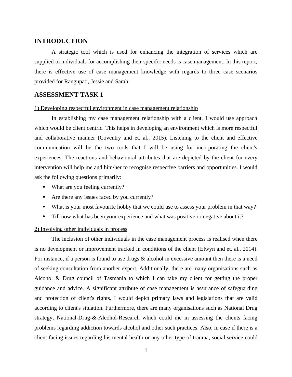 Report on Case Management