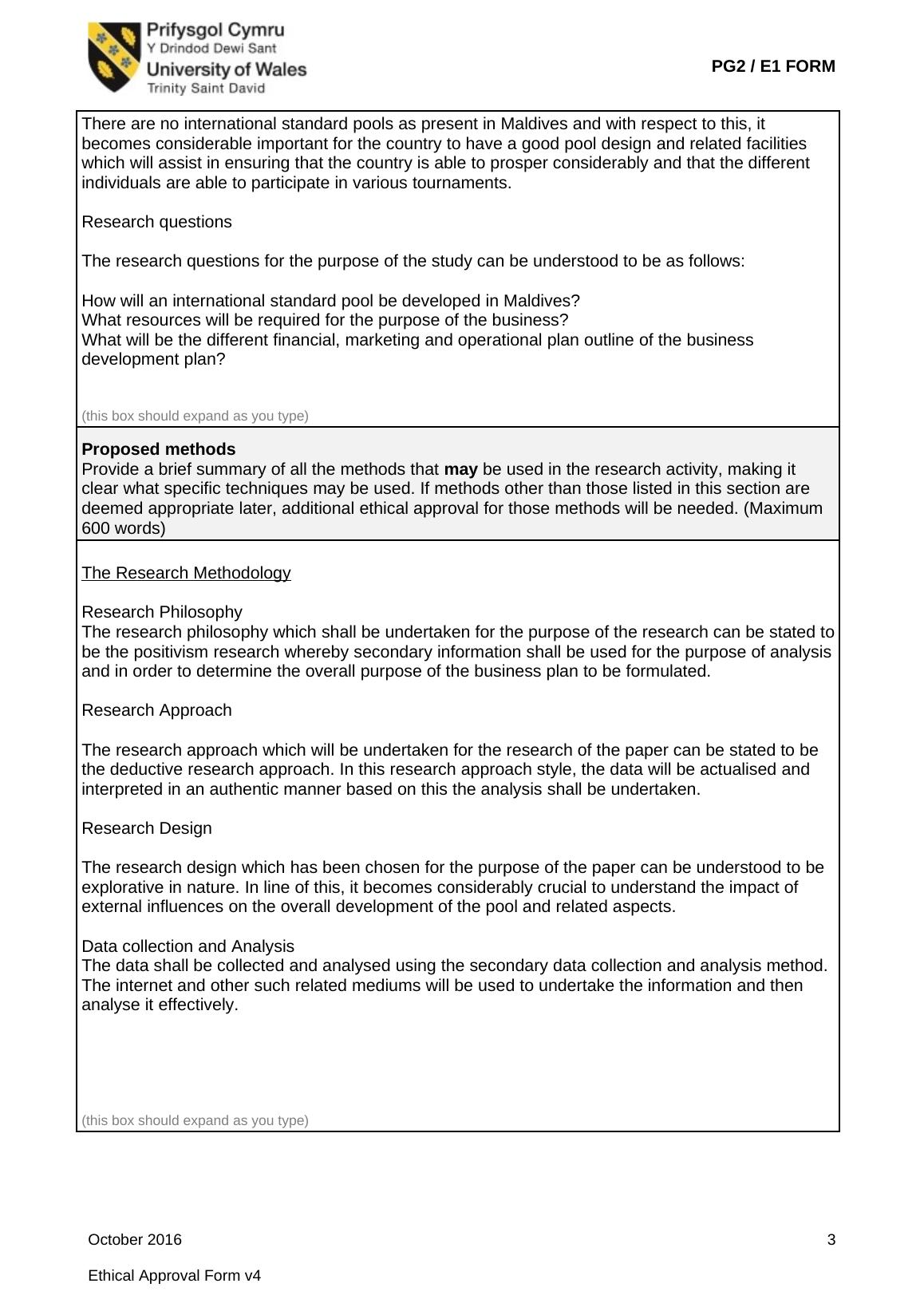 Application for Ethical Approval