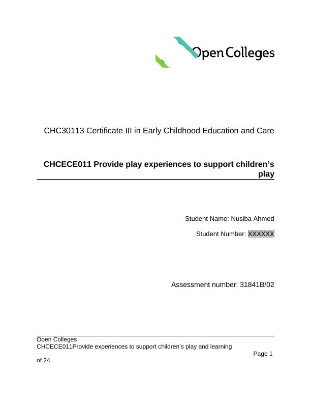 CHC30113 Certificate in Early Childhood Education