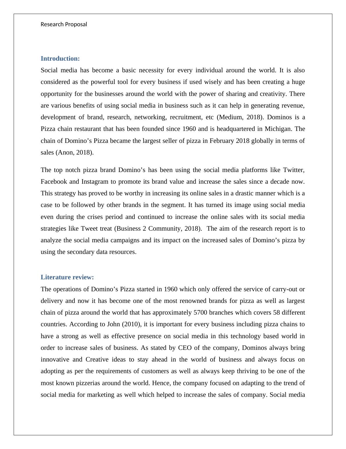 impact of social media research proposal