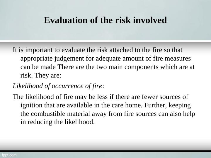Fire Safety Risk Assessment and Instructions for Care Homes
