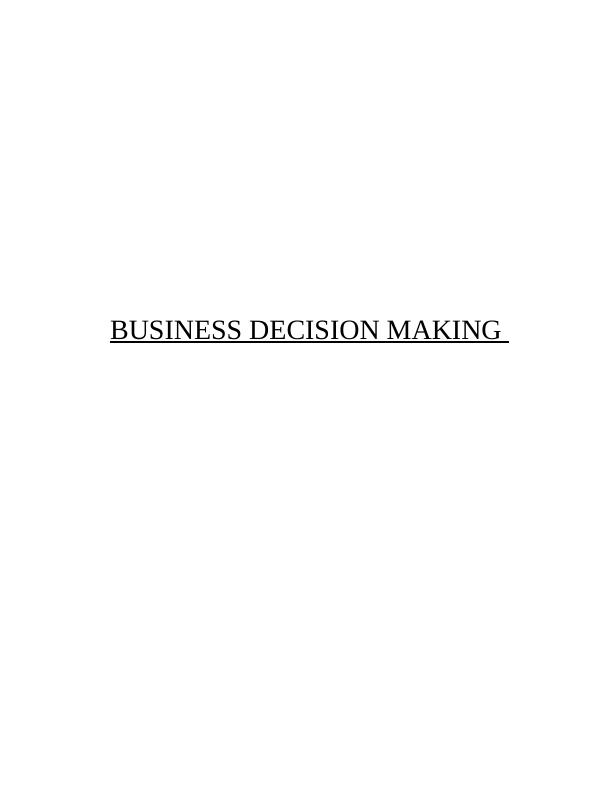 Business Decision Making Report - Fresh Juice_1