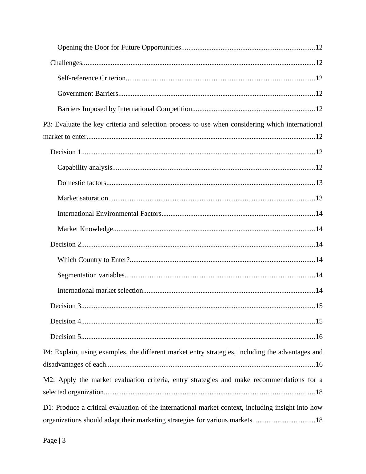 international markets assignment answers