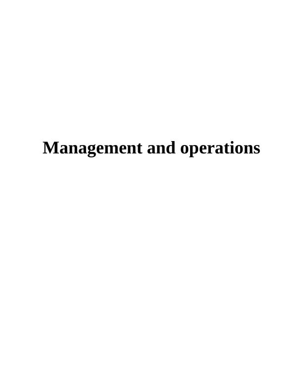 Importance of Operation Management Assignment_1