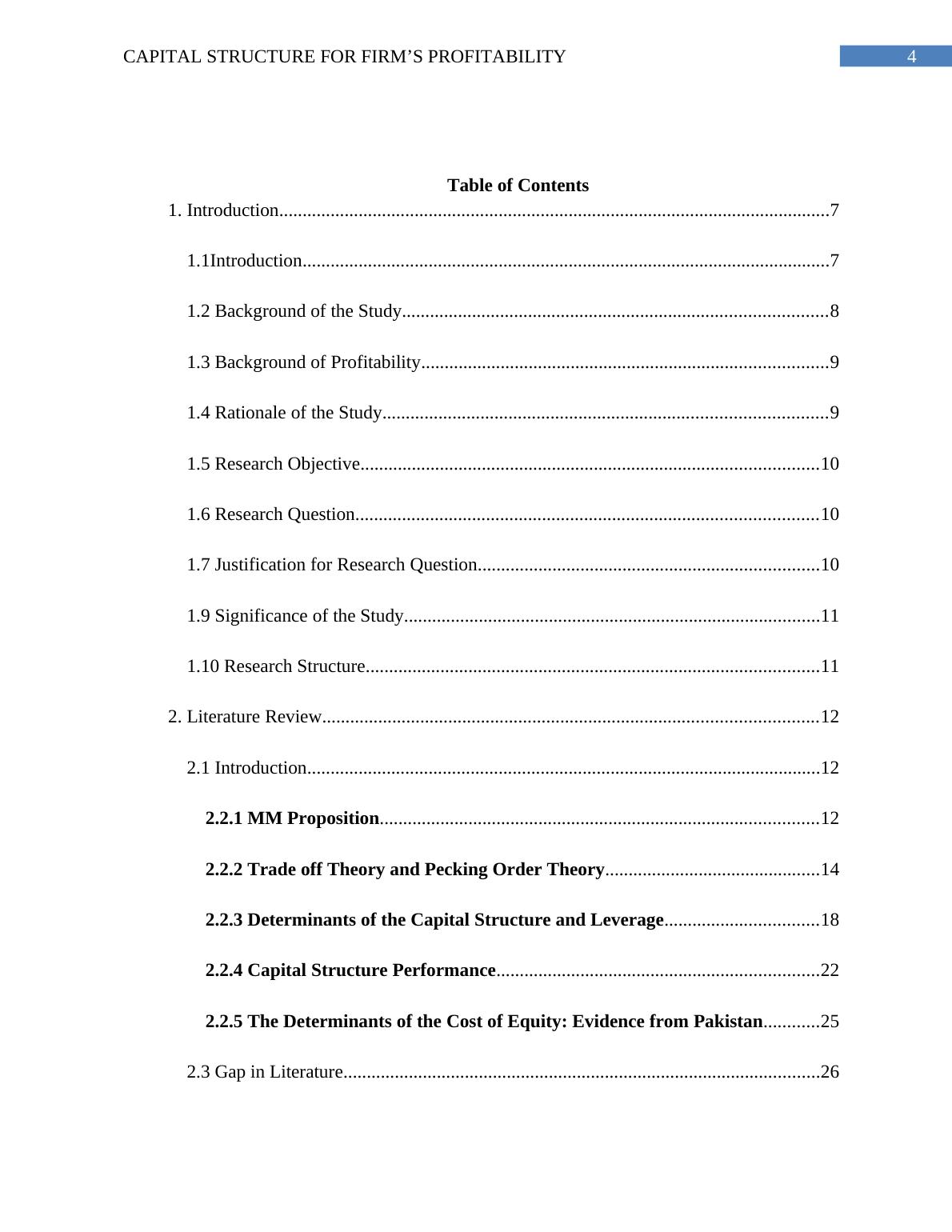 research paper capital structure