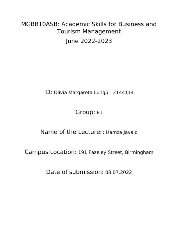 Academic Skills for Business and Tourism Management Essay 2022_1