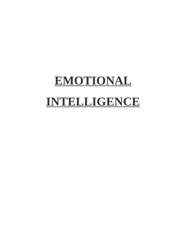 Emotional Intelligence - Assignment Sample_1