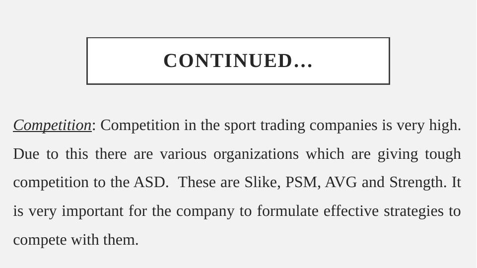 Introduction to ASD Sports Trading Company