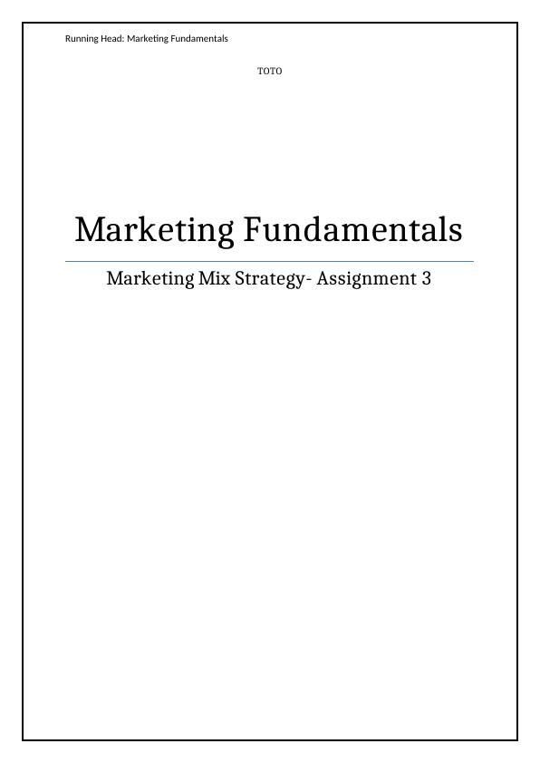 Marketing Fundamentals: Assignment_1