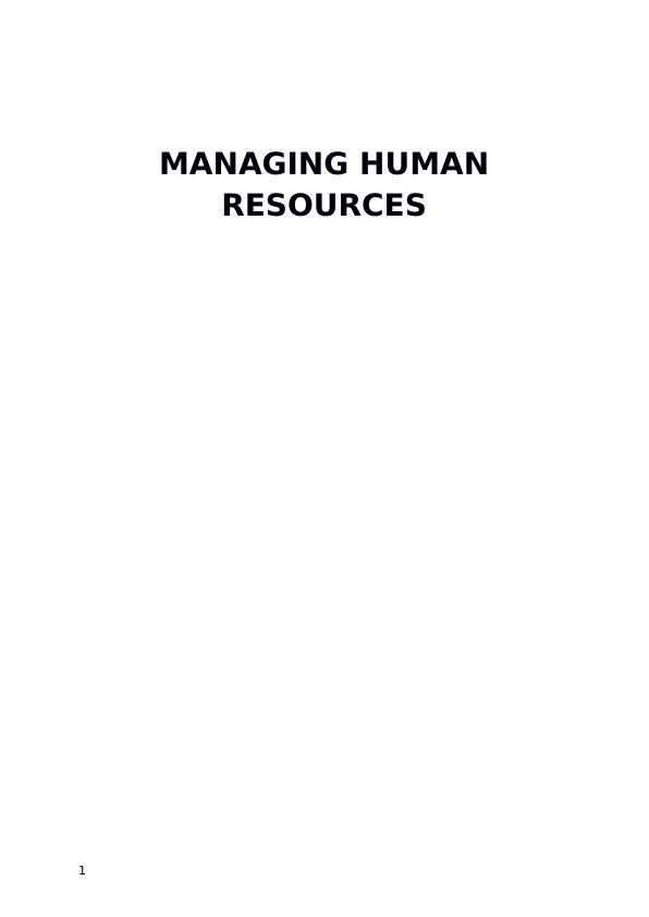 Aspects of Human Resource Management | Assignment_1