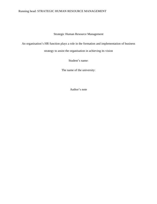 (PDF) Strategic Human Resource Management_1