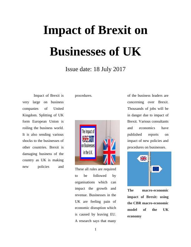 Impact of Brexit on Businesses Assignment_1