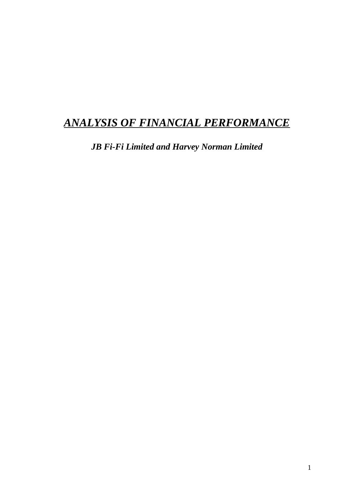 financial performance analysis assignment