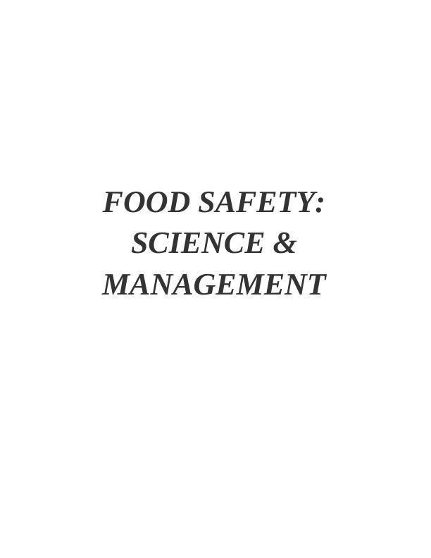 Food Safety: Science Management_1