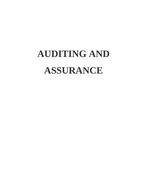 (PDF) Auditing And Assurance