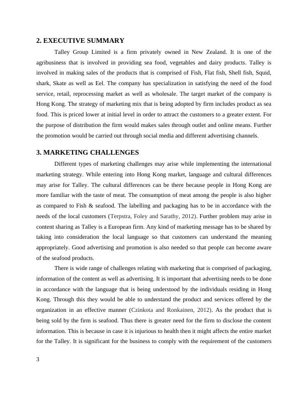 International Marketing Strategy of Talley Group Limited : Assignment_3