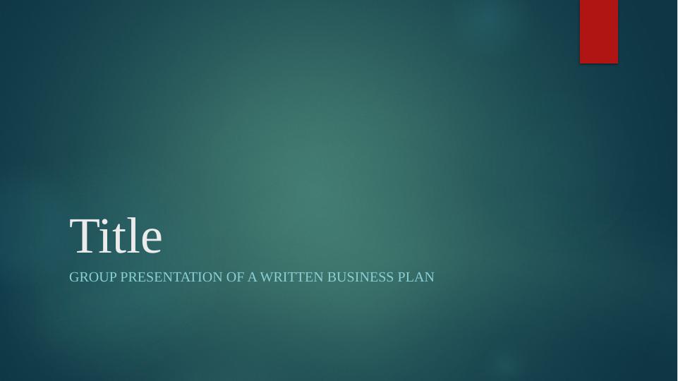Group Presentation of a Written Business Plan_1