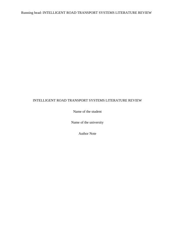 Intelligent Road Transport System Literature Review_1