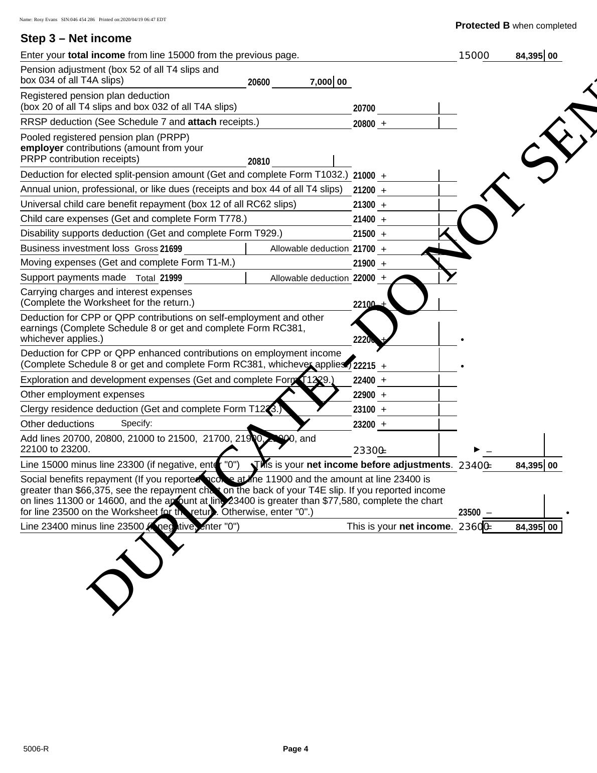 Tax Benefit Return Application