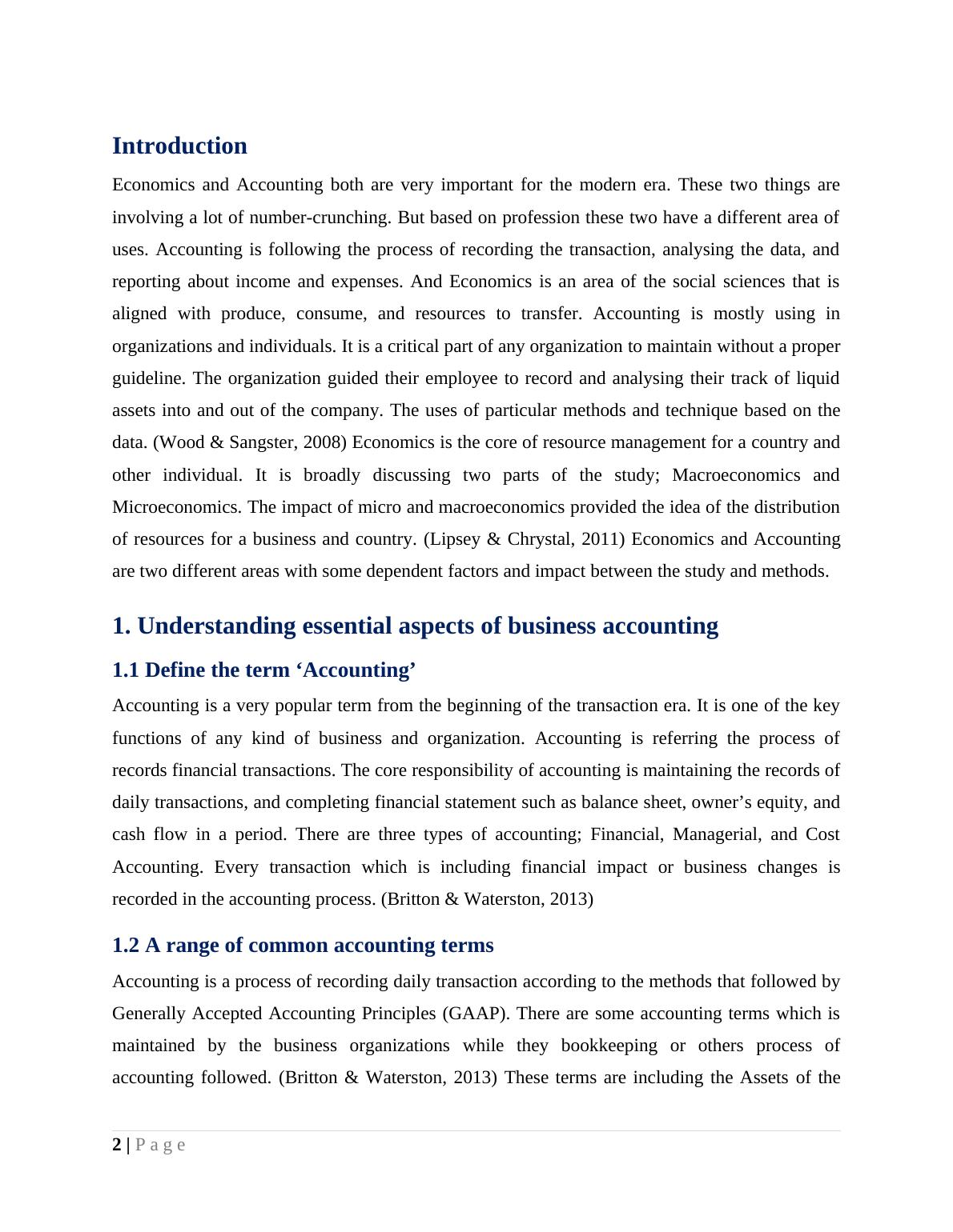 Introduction to Economics and Accounting