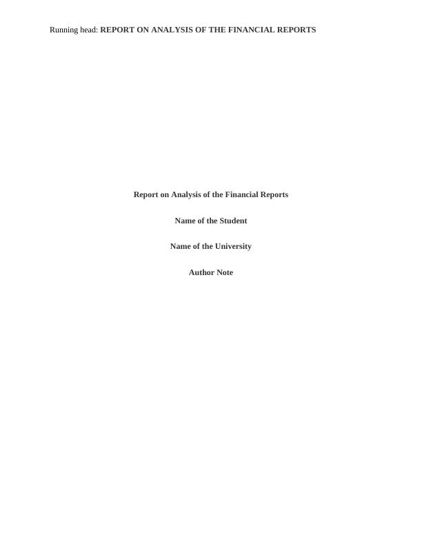 Analysis of Financial Reports in Airline Industry_1