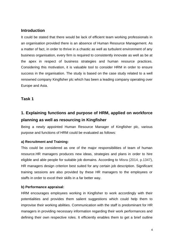 Functions and Purpose of HRM | Kingfisher Plc_4