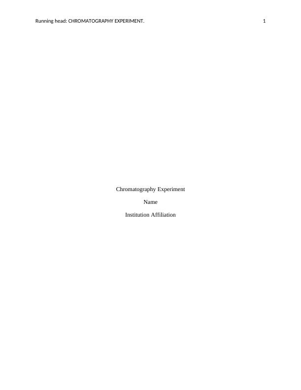 Paper Chromatography Experiment Report_1
