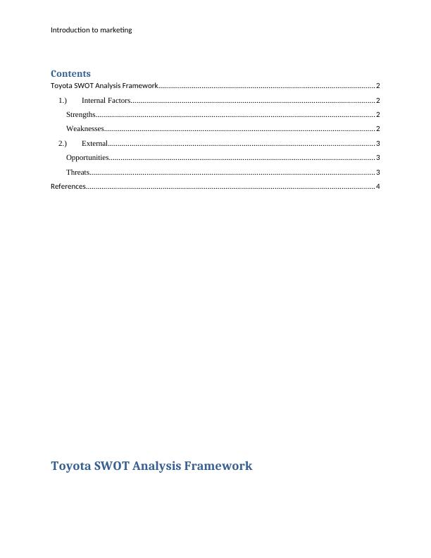 Toyota SWOT Analysis Framework_2