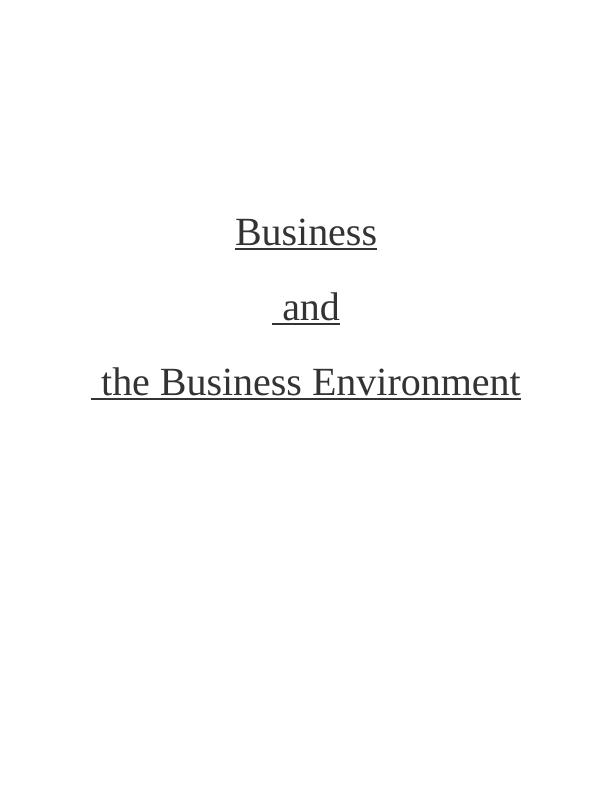 Business Environment - Assignment_1