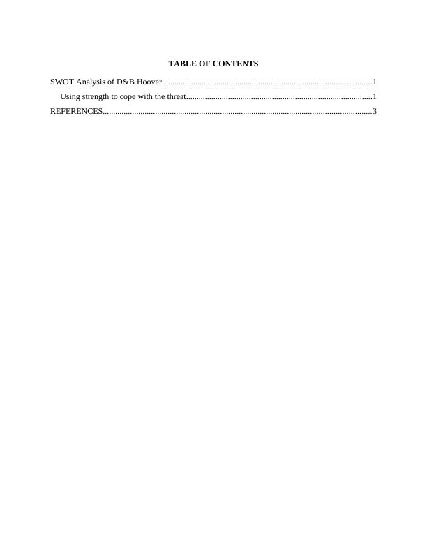 SWOT Analysis of  D&B hoover PDF