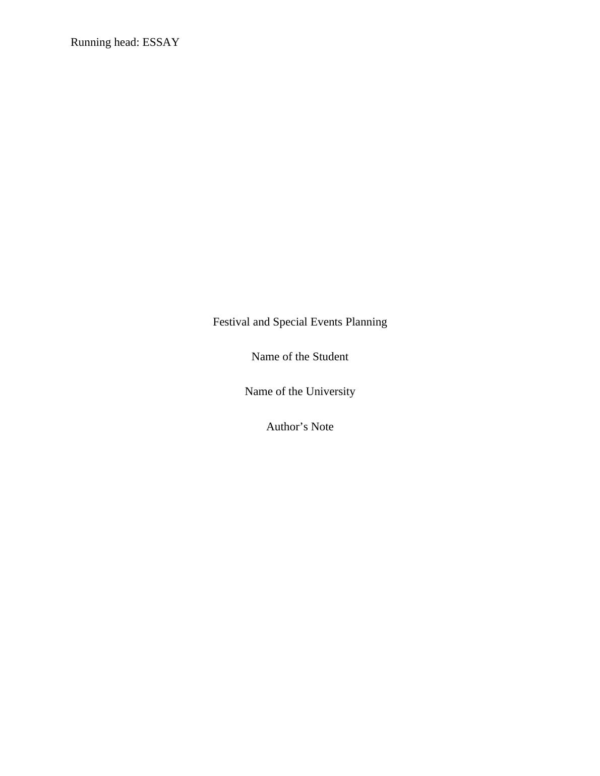 Essay on Festival and Special Events