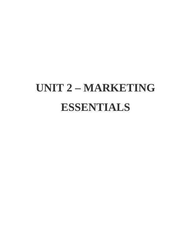 marketing essentials assignment 1