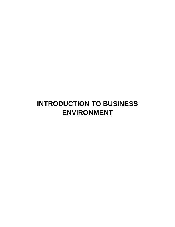 Introduction to Business Environment - Report_1