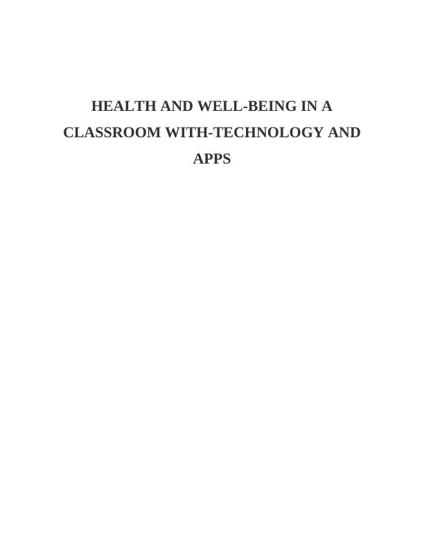 Health and Well Being in a Classroom with Technology and Apps_1