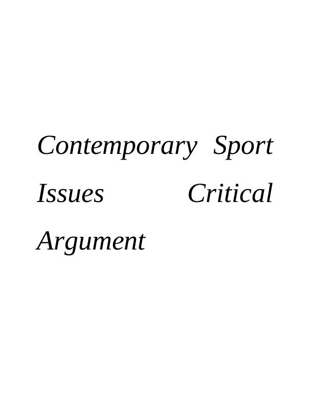 Essay on Contemporary Sport Issues Critical Argument_1